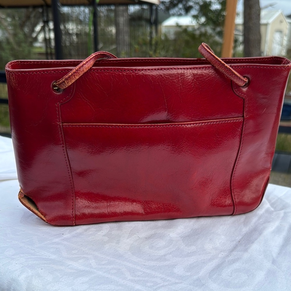 TUSK Elegant Red Leather Tote Bag